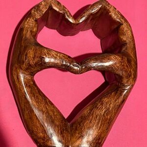 Wooden Heart Hand Sculpture 🫶🏾